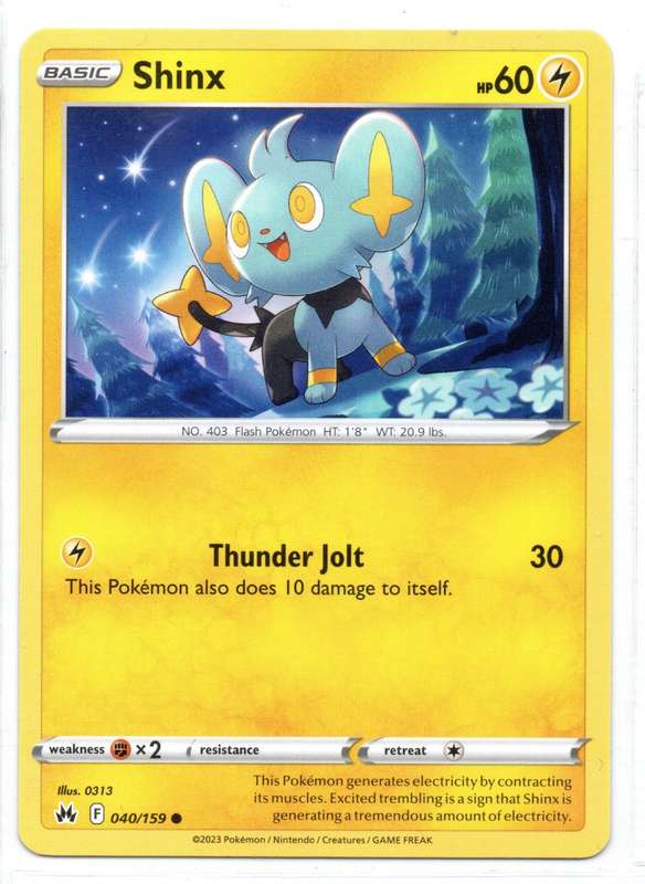 2023 Pokemon/Nintendo/Creatures/GAMEFREAK - Crown Zenith - Shinx 40/159 Common
