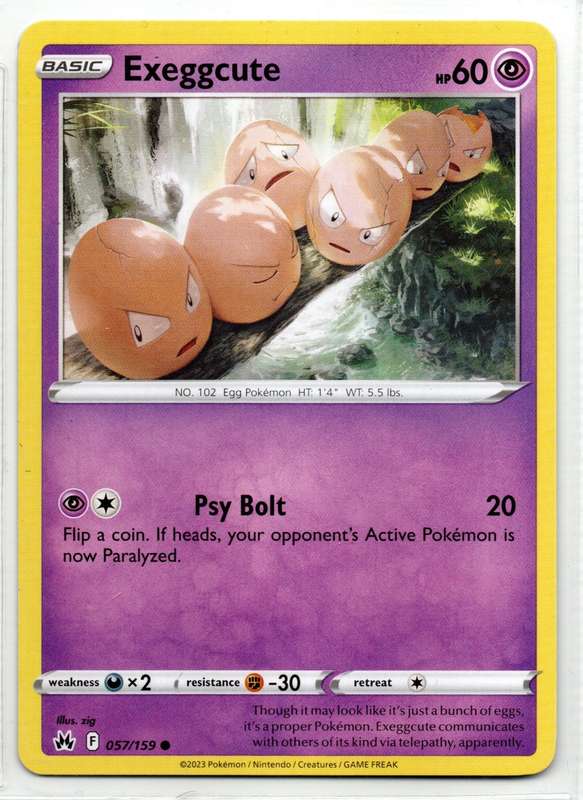2023 Pokemon/Nintendo/Creatures/GAMEFREAK - Crown Zenith - Exeggcute 57/159 Common