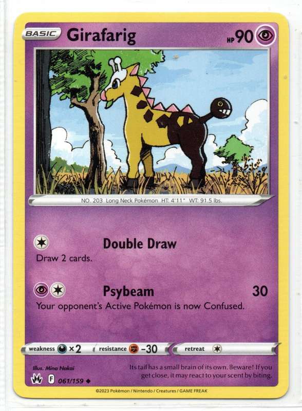 2023 Pokemon/Nintendo/Creatures/GAMEFREAK - Crown Zenith - Girafarig 61/159 Uncommon