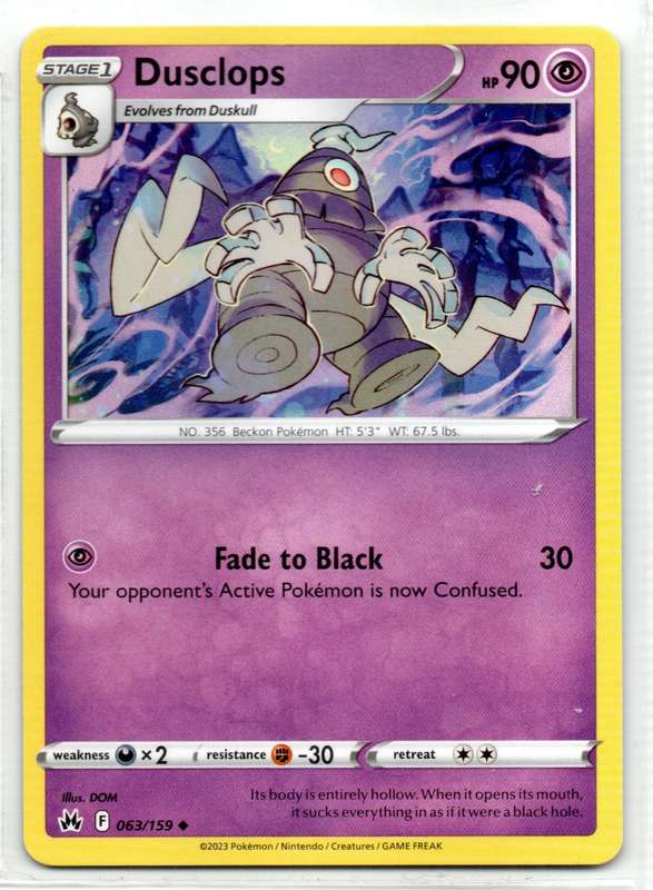 2023 Pokemon/Nintendo/Creatures/GAMEFREAK - Crown Zenith - Dusclops 63/159 Uncommon