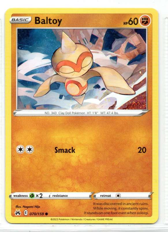 2023 Pokemon/Nintendo/Creatures/GAMEFREAK - Crown Zenith - Baltoy 70/159 Common
