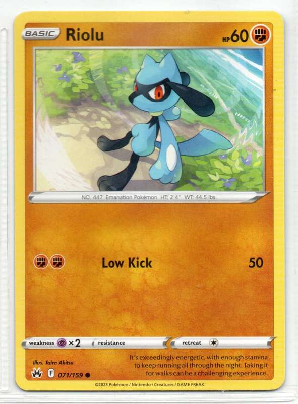 2023 Pokemon/Nintendo/Creatures/GAMEFREAK - Crown Zenith - Riolu 71/159 Common