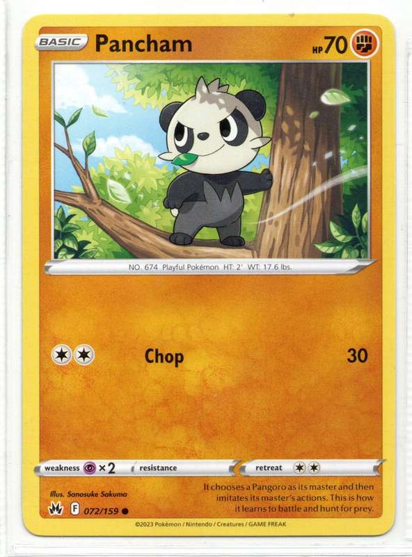 2023 Pokemon/Nintendo/Creatures/GAMEFREAK - Crown Zenith - Pancham 72/159 Common