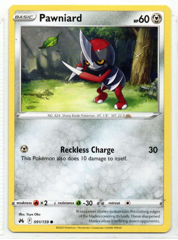 2023 Pokemon/Nintendo/Creatures/GAMEFREAK - Crown Zenith - Pawniard 91/159 Common