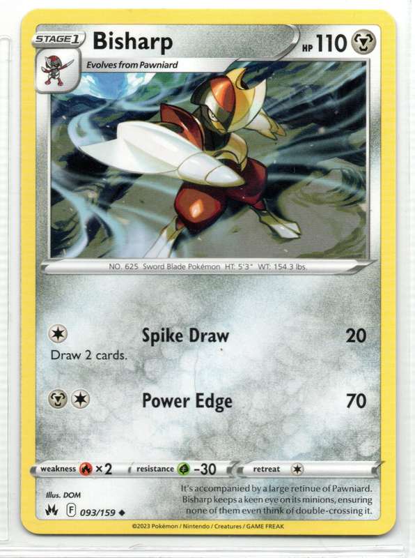2023 Pokemon/Nintendo/Creatures/GAMEFREAK - Crown Zenith - Bisharp 93/159 Uncommon