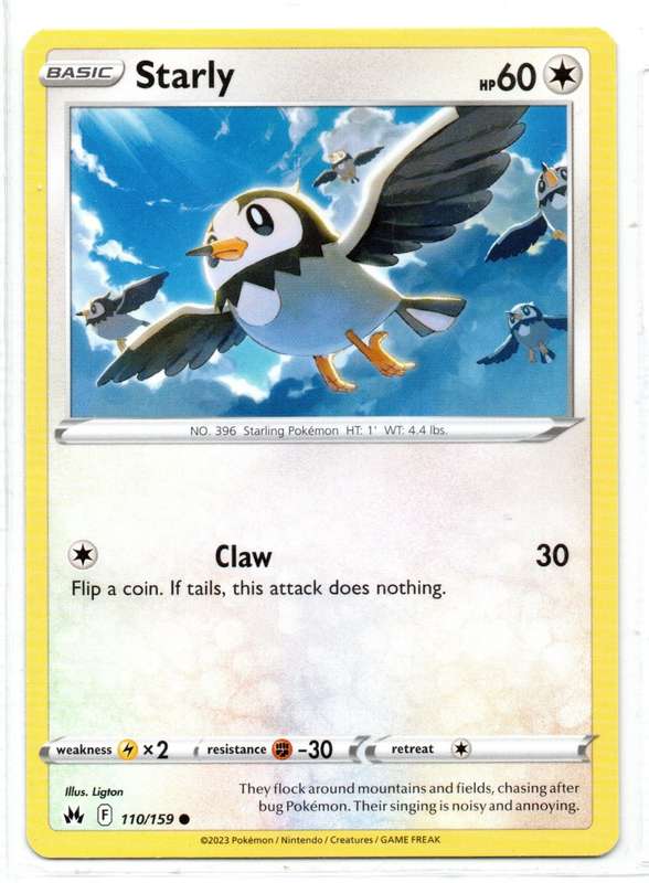 2023 Pokemon/Nintendo/Creatures/GAMEFREAK - Crown Zenith - Starly 110/159 Common