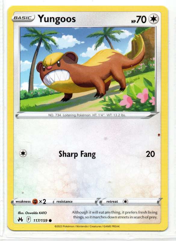 2023 Pokemon/Nintendo/Creatures/GAMEFREAK - Crown Zenith - Yungoos 117/159 Common