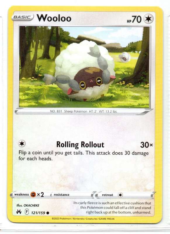 2023 Pokemon/Nintendo/Creatures/GAMEFREAK - Crown Zenith - Wooloo 121/159 Common