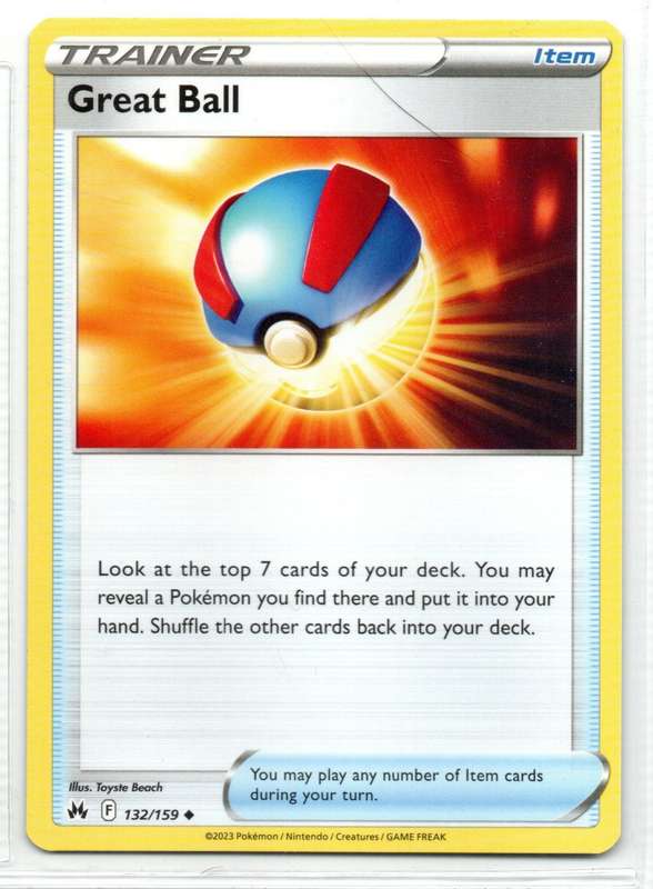2023 Pokemon/Nintendo/Creatures/GAMEFREAK - Crown Zenith - Trainer Great Ball 132/159 Uncommon