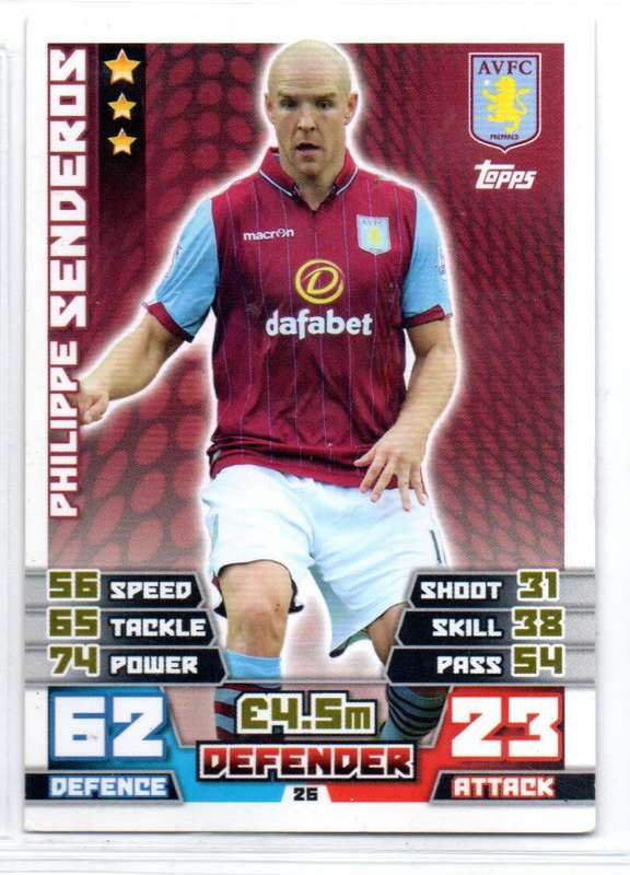 Topps Match Attax Premier League 2014/15 Philippe Senderos - Aston Villa #26