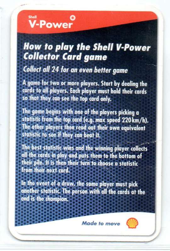 Shell V-Power Motor Racing Sports Cards - 10 Cards