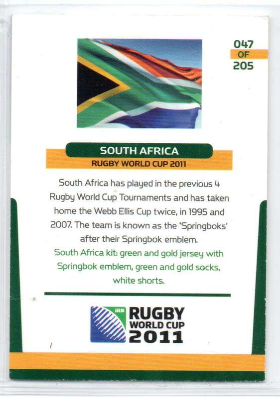 Rugby World Cup 2011 - Card 047/205 - South Africa