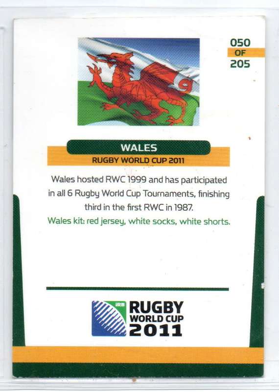 Rugby World Cup 2011 - Card 050/205 - Wales