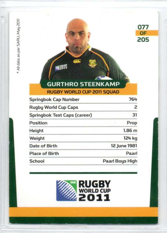 Rugby World Cup 2011 - Card 077/205 - Guthro Steenkamp