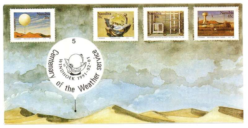 1991 Namibia Centenary of the Weather Service FDC 1.5 & Bulletin 5