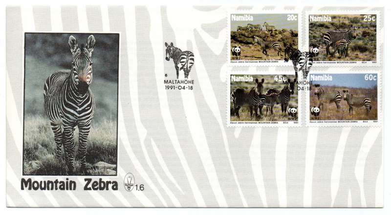 1991 Namibia Mountain Zebra FDC 1.6 & Bulletin 6