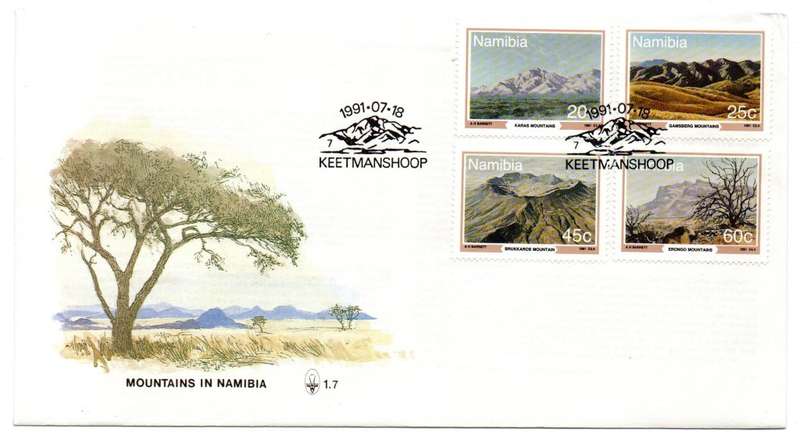 1991 Namibia Mountains in Namibia FDC 1.7 & Bulletin 7