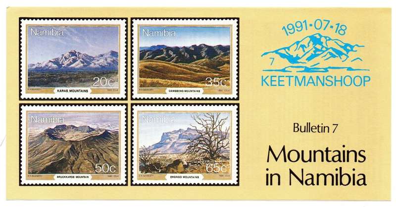 1991 Namibia Mountains in Namibia FDC 1.7 & Bulletin 7