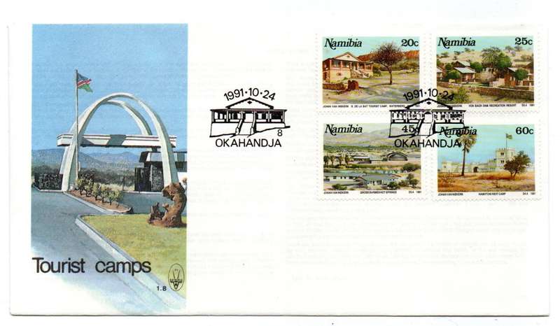 1991 Namibia Tourist Camps FDC 1.8 & Bulletin 8