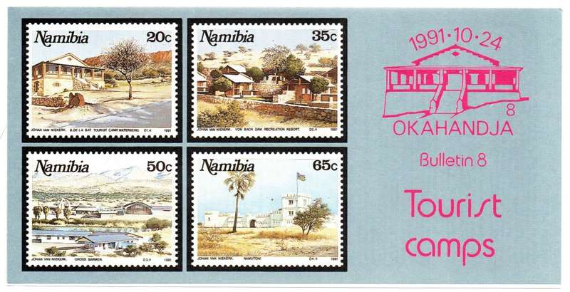 1991 Namibia Tourist Camps FDC 1.8 & Bulletin 8