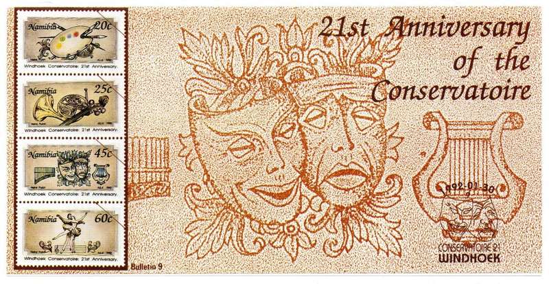 1992 Namibia The Windhoek Conservatoire 21st Anniversary FDC 1.9 & Bulletin 9