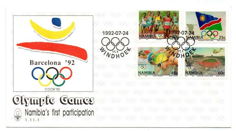 1992 Namibia Olympics Games Namibia`s First Participation FDC 1.11.1 & Bulletin 11.1
