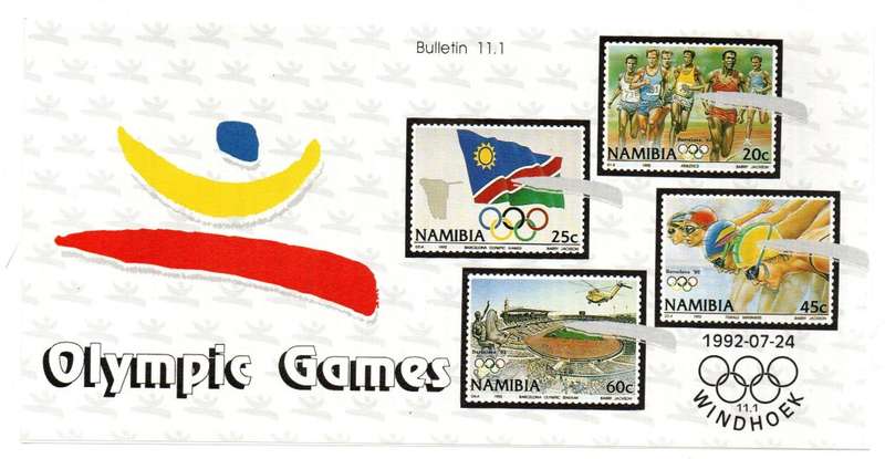 1992 Namibia Olympics Games Namibia`s First Participation FDC 1.11.1 & Bulletin 11.1