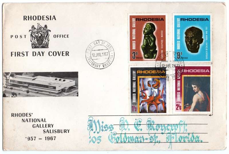 1967 Rhodesia Rhodes` National Gallery Salisbury FDC