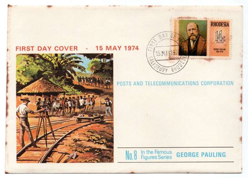 1974 Rhodesia No 8 In the Famous Figures Series George Pauling FDC