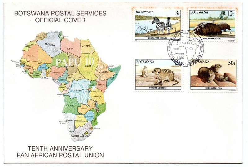 1990 Botswana Tenth Anniversary Pan African Postal Union FDC