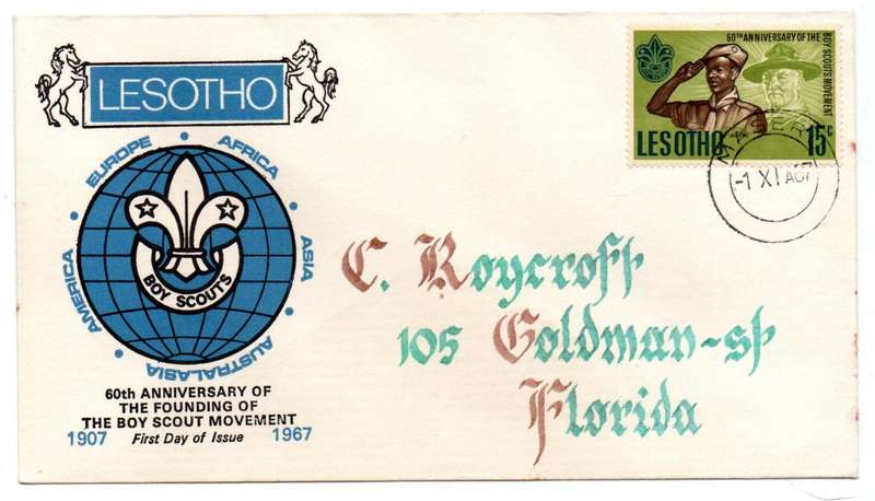 1967 Lesotho 60th Anniversary of the Founding of The Boy Scouts Movement FDC