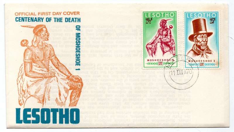 1970 Lesotho Centenary of the Death of Moshoeshoe 1 FDC