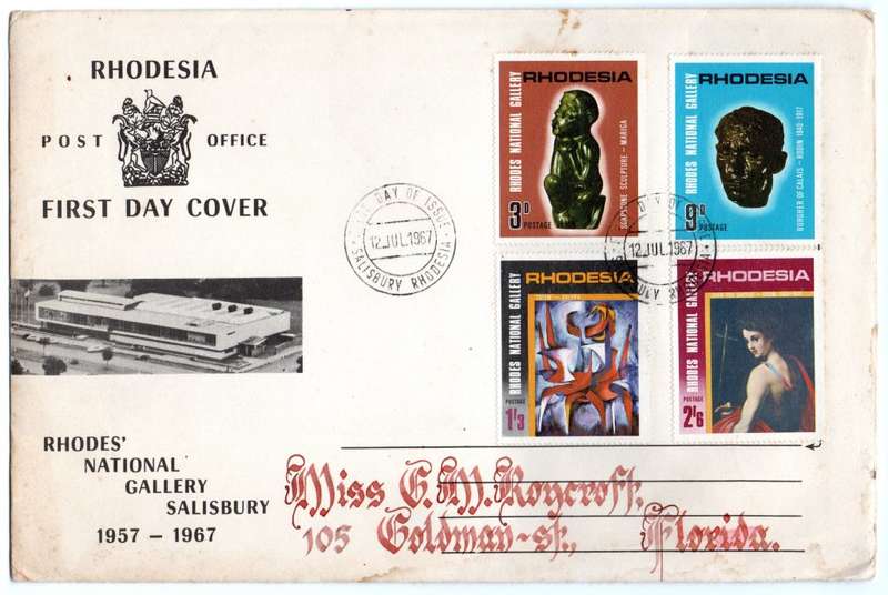 1967 Rhodesia Rhodes` National Gallery Salisbury FDC