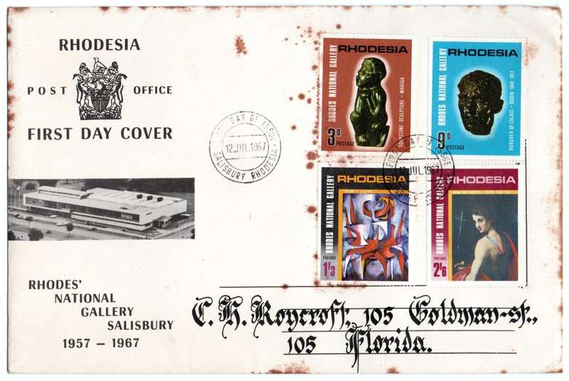1967 Rhodesia Rhodes` National Gallery Salisbury FDC