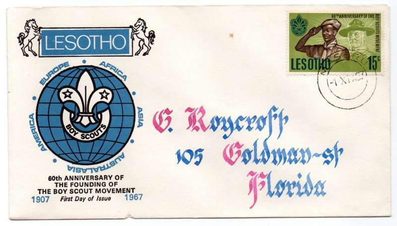 1967 Lesotho 60th Anniversary of the Founding of The Boy Scouts Movement FDC
