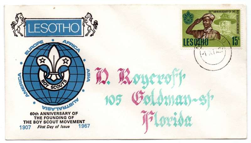 1967 Lesotho 60th Anniversary of the Founding of The Boy Scouts Movement FDC