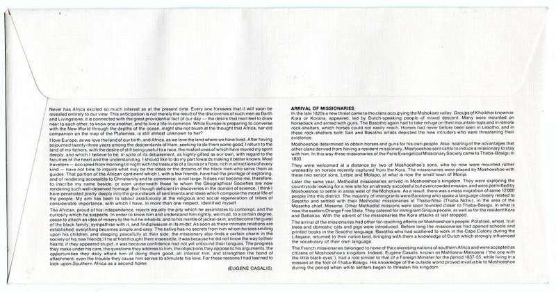 1983 Lesotho 150th Anniversary of The Arrival of The French Missionaries FDC 49