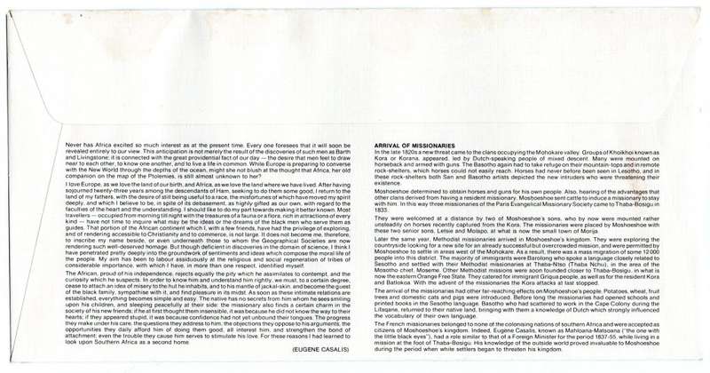 1983 Lesotho 150th Anniversary of The Arrival of The French Missionaries FDC 49