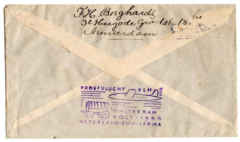1946 Nederland KLM Bijondere Vlught Nederland-Zuid Africa Cover