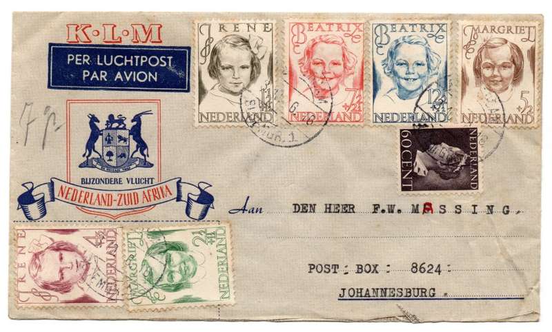 1946 Nederland KLM Bijondere Vlught Nederland-Zuid Africa Cover
