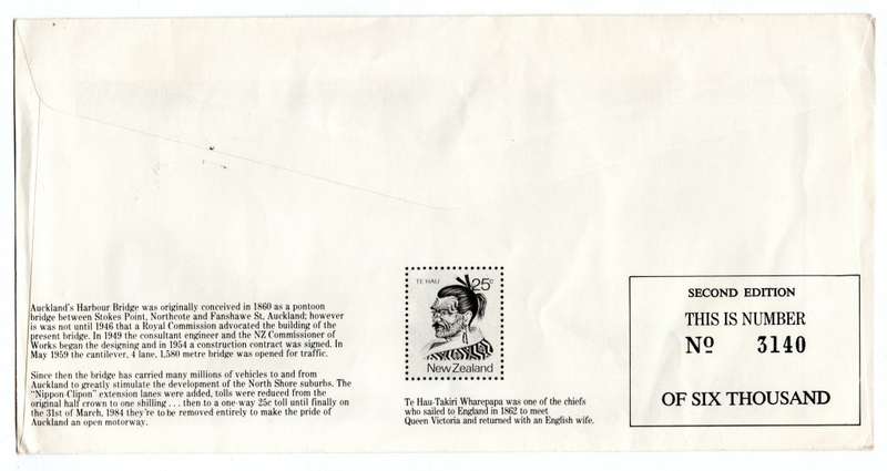 1984 New Zeeland Harbour Bridge Last Day Commemorative Cover #3140/6000