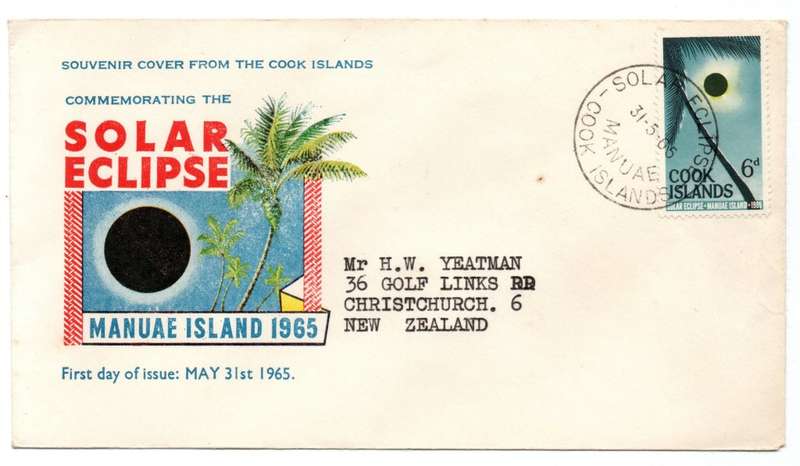 1965 Cook Islands Solar Eclipse Commemorative Cover