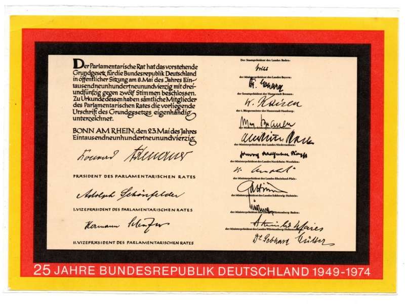 1974 Germany 25 Jahre Bundesrepublik Deutschland Postcard
