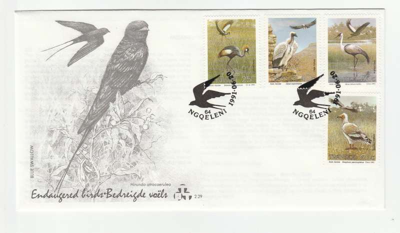 1991 Transkei Endangered Birds  FDC 2.29
