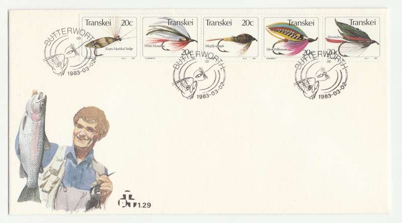 1983 Transkei Fishing Flies Crafted in Transkei FDC 1.29 Starting Kent`s Marbled Sedge