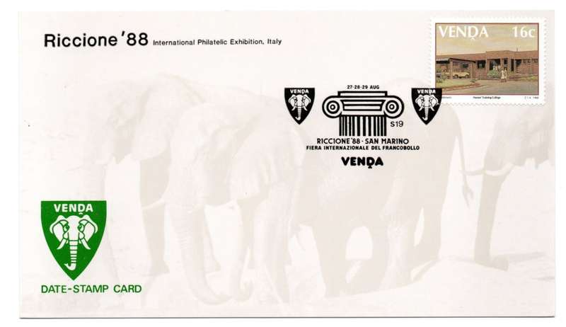 1988 Venda Riccione `88 International Philatelic Exhibition Date-Stamp Card