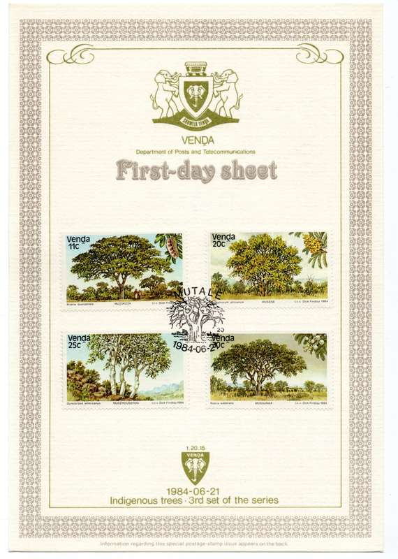 1984 Venda Indigenous trees - 3rd set of the series First-Day Sheet 1.20.15