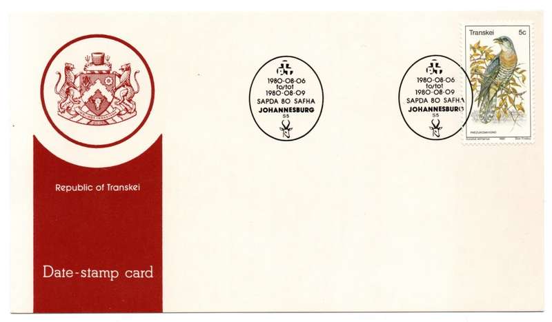 1980 Transkei SAPDA 80 SAFHA Johannesburg Date-Stamp Card S5