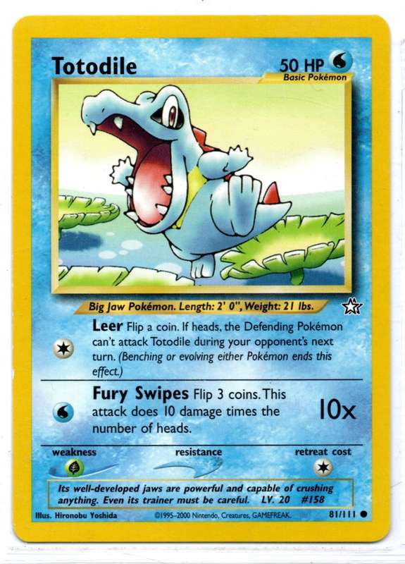 1995-2000 Nintendo Creatures GAMEFREAK - Neo Genesis Pokemon Totodile 81/111 Common