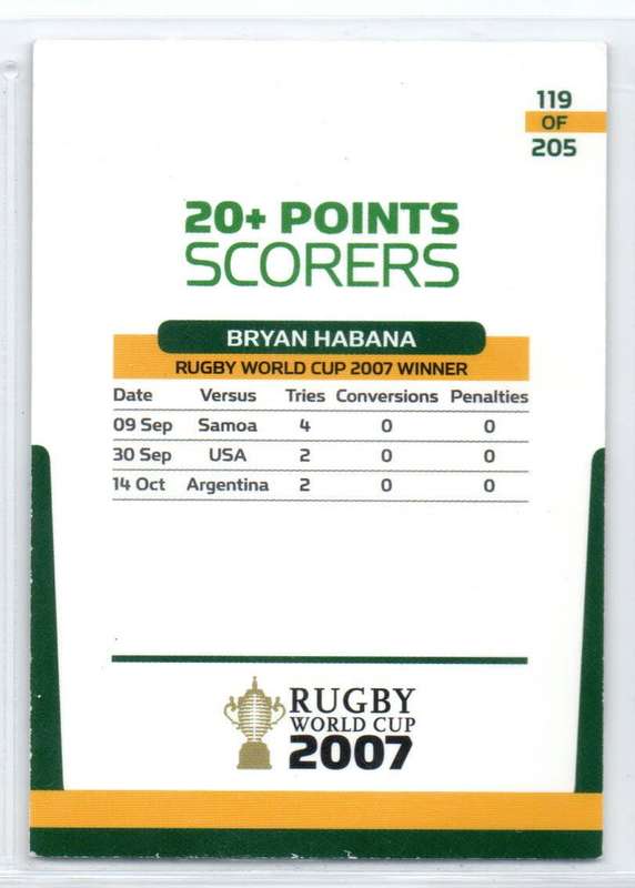 Rugby World Cup 2011 - Card 119/205 - Bryan Habana